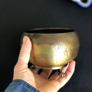 Antique-Style Brass Footed Bowl - Gold Finish